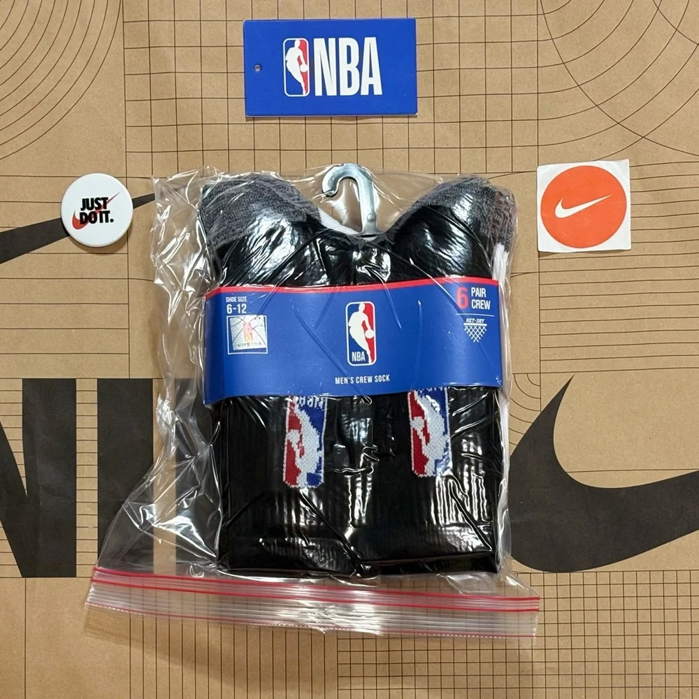 NBA Net-Dry Basketball Cushioned Crew Socks 6-Pack